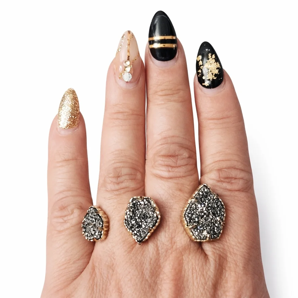 Kendra Scott Druzy Double Ring & Fashion Black pink rhinestone drop earrings